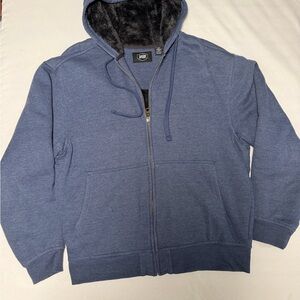 Berkeley Jensen Men’s Jacket With A Hoodie And Fur  In Blue